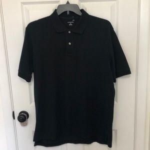 Lands' End Mens Black Cotton Polo Shirt